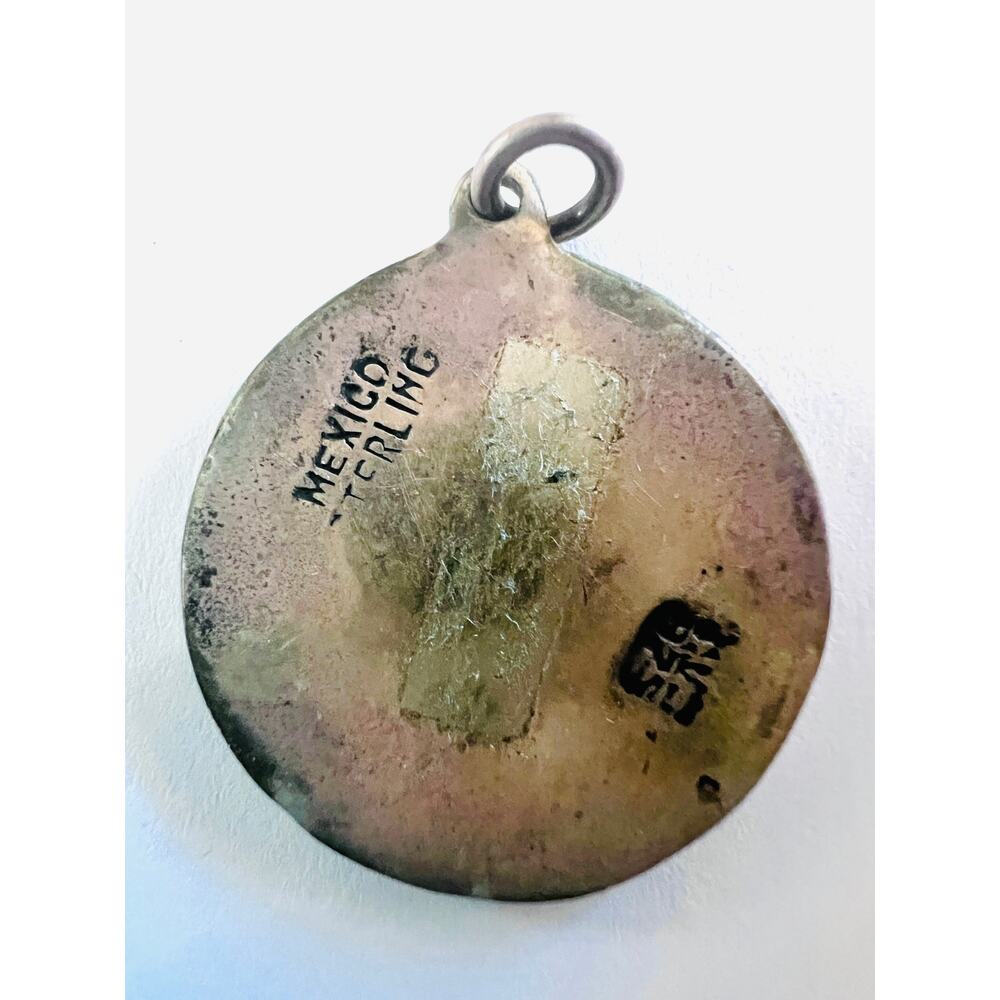 Vintage Mexico Sterling Silver Aztec Calendar Pendant Charm MEX 925 - Picture 2 of 5